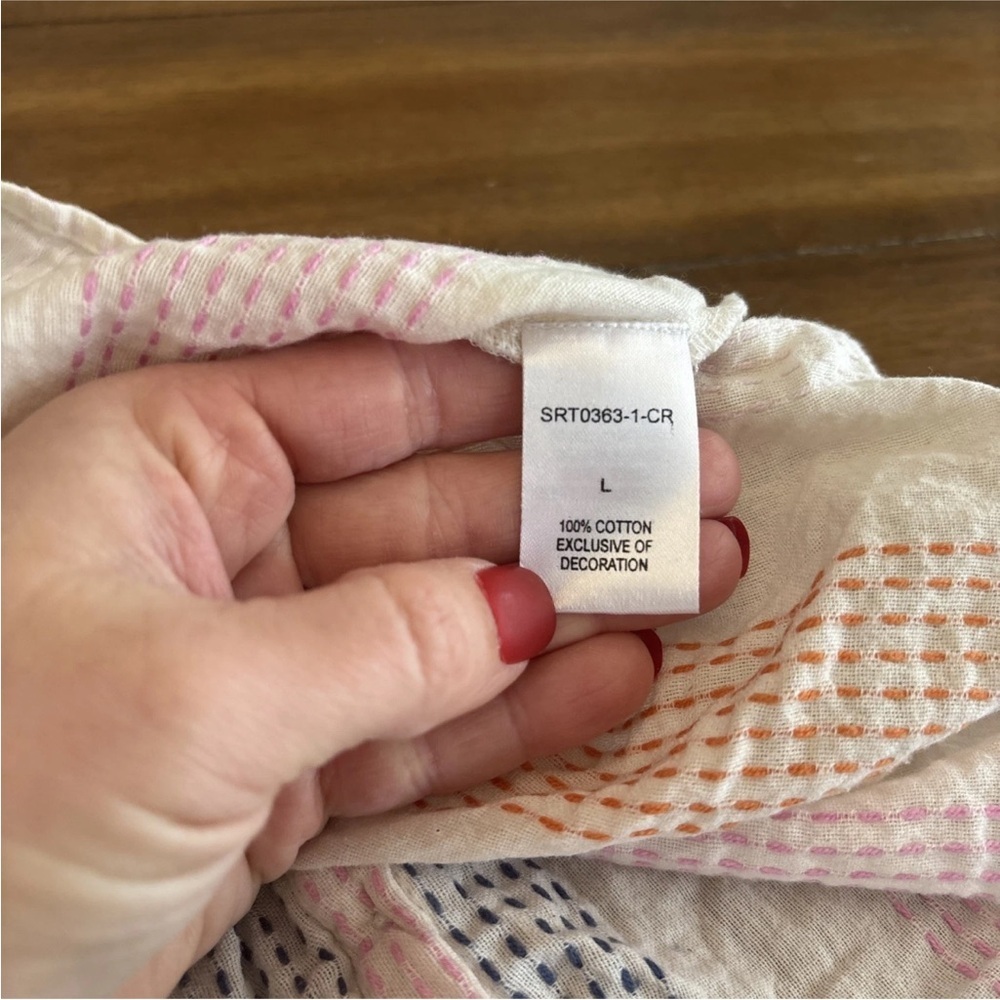 THML Anthropologie Boho Tank Top Embroidered Sz L Tassel Halter Gauze Sleeveless - Picture 12 of 14